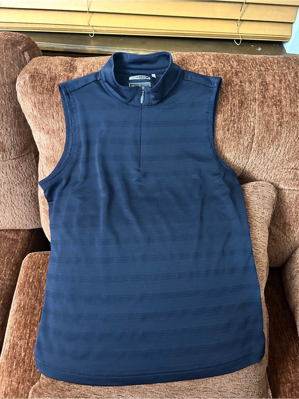 adidas Women's Navy Blue Sleeveless Quarter-Zip Tank